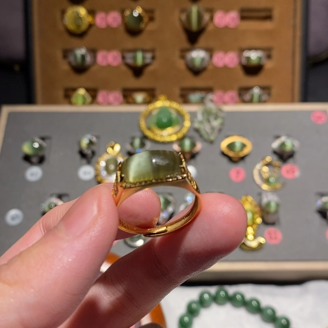 有***聚和田玉银S925镶嵌戒指