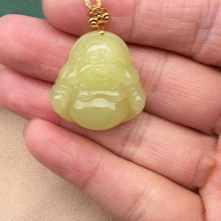 果***麻和田玉（黄玉）18K金镶嵌颈饰