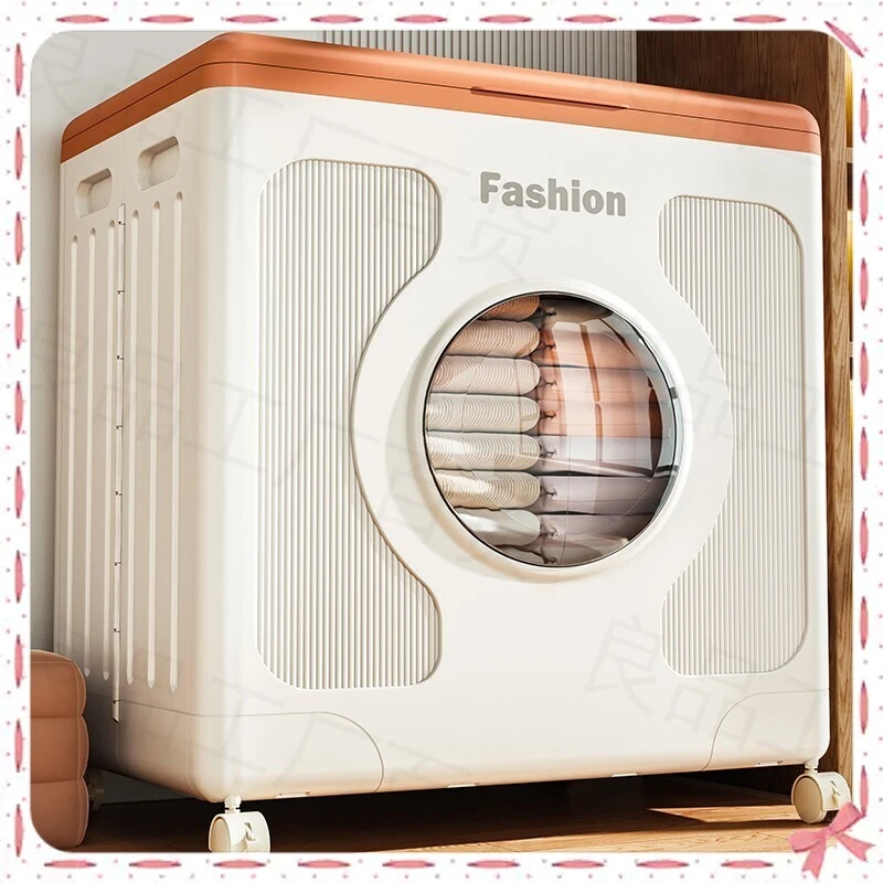 家用大容量翻盖折叠超大衣服收纳箱整理箱带轮子衣物被子储物箱