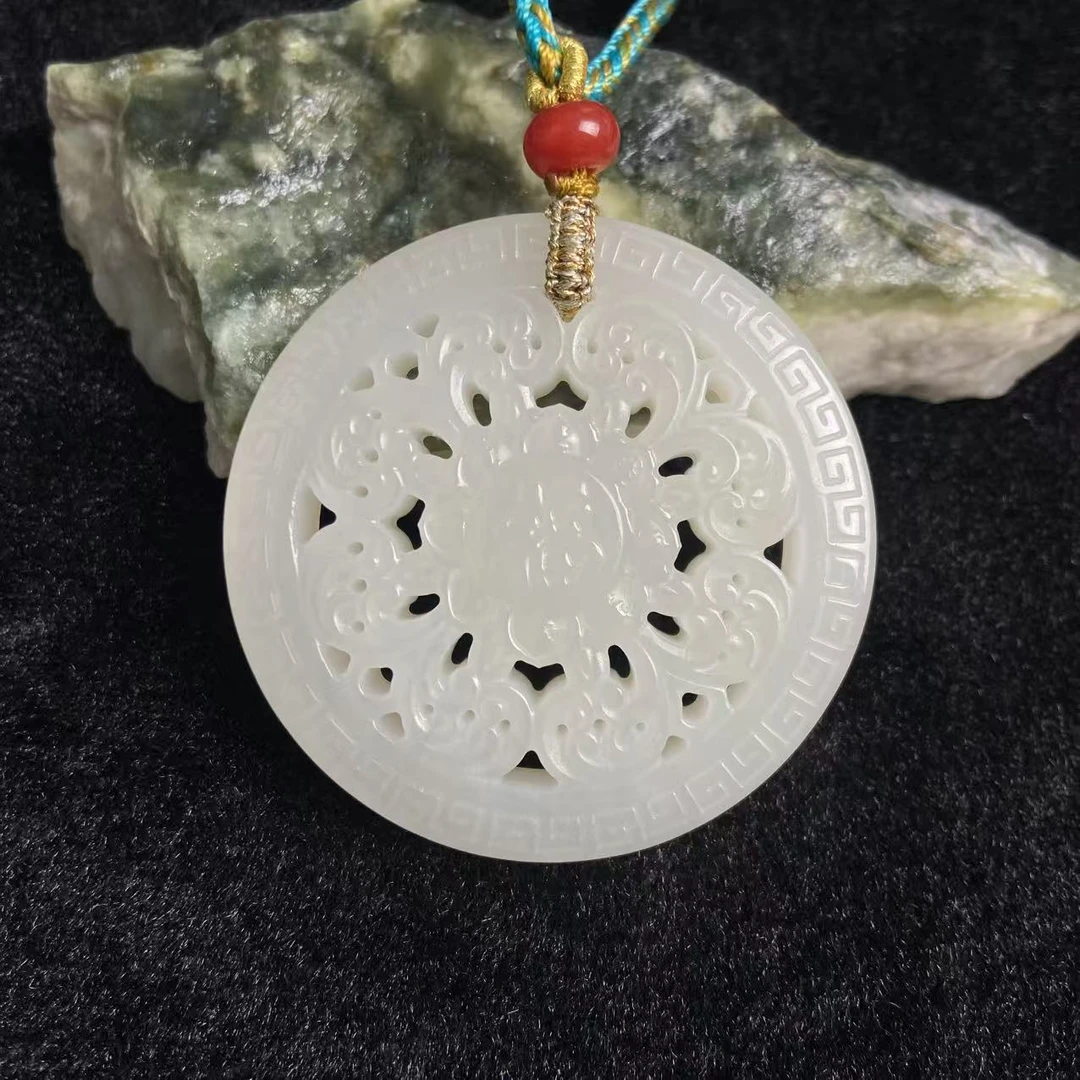 白玉六字箴言平安扣D019