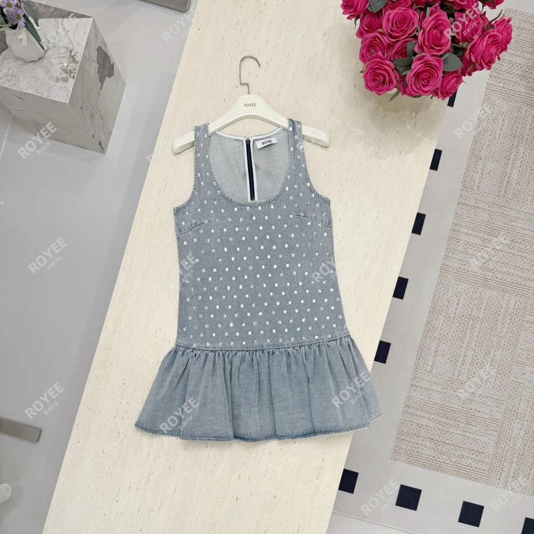 【水钻牛仔】法式甜美水钻牛仔减龄可爱背带连衣裙RY1120