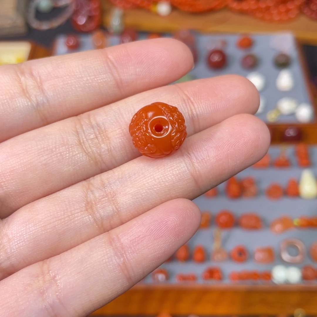 南红玛瑙未镶嵌莲花平安扣卡13