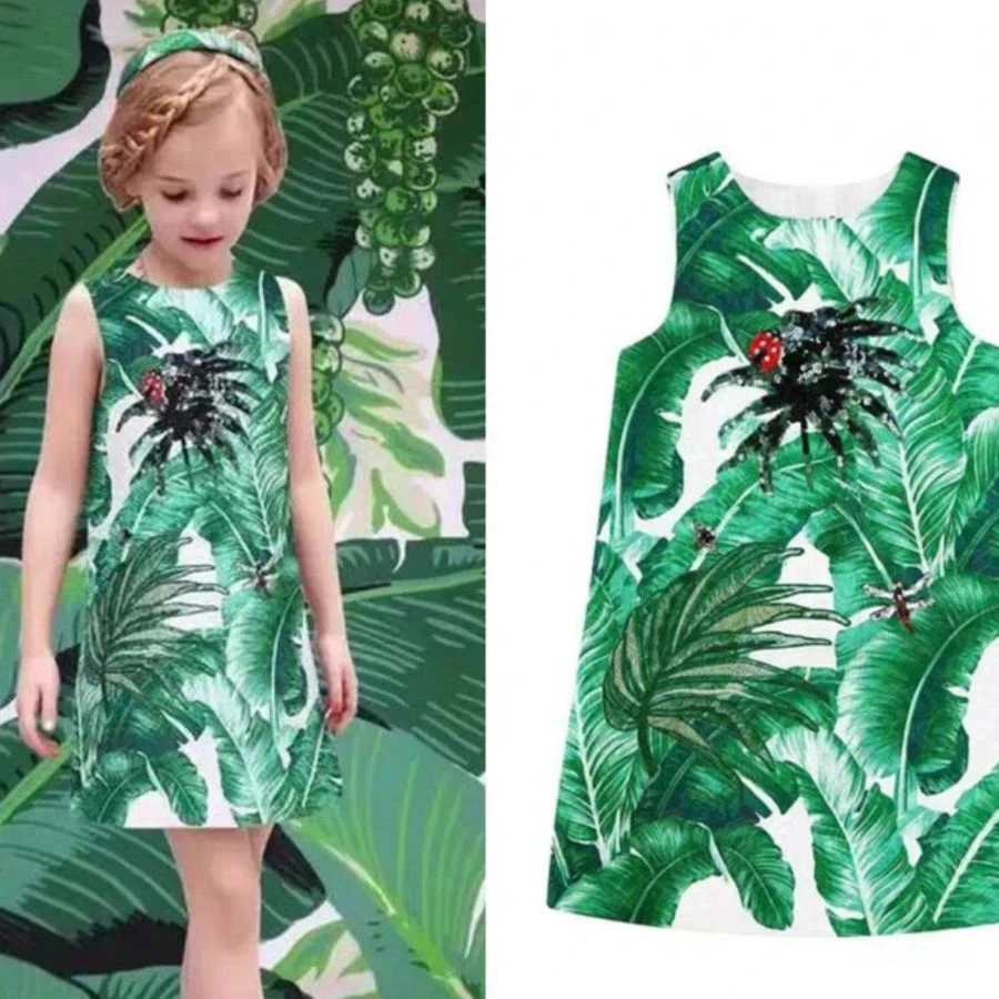 女款芭蕉叶连衣裙背心裙棉无袖A字裙L1005