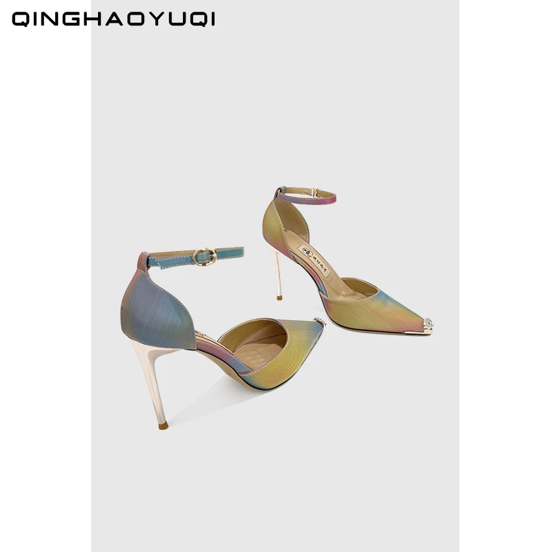 2025气质浅口高能感性高跟鞋感细跟幻彩尖头包头性感时尚春秋