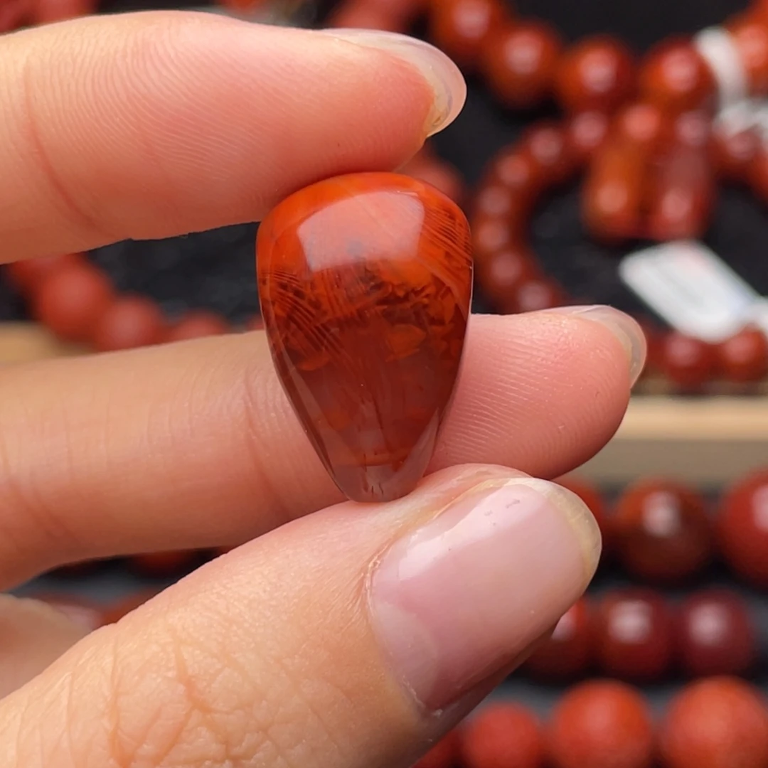 南红玛瑙未镶嵌手串12.6mm满肉牛血火焰三通