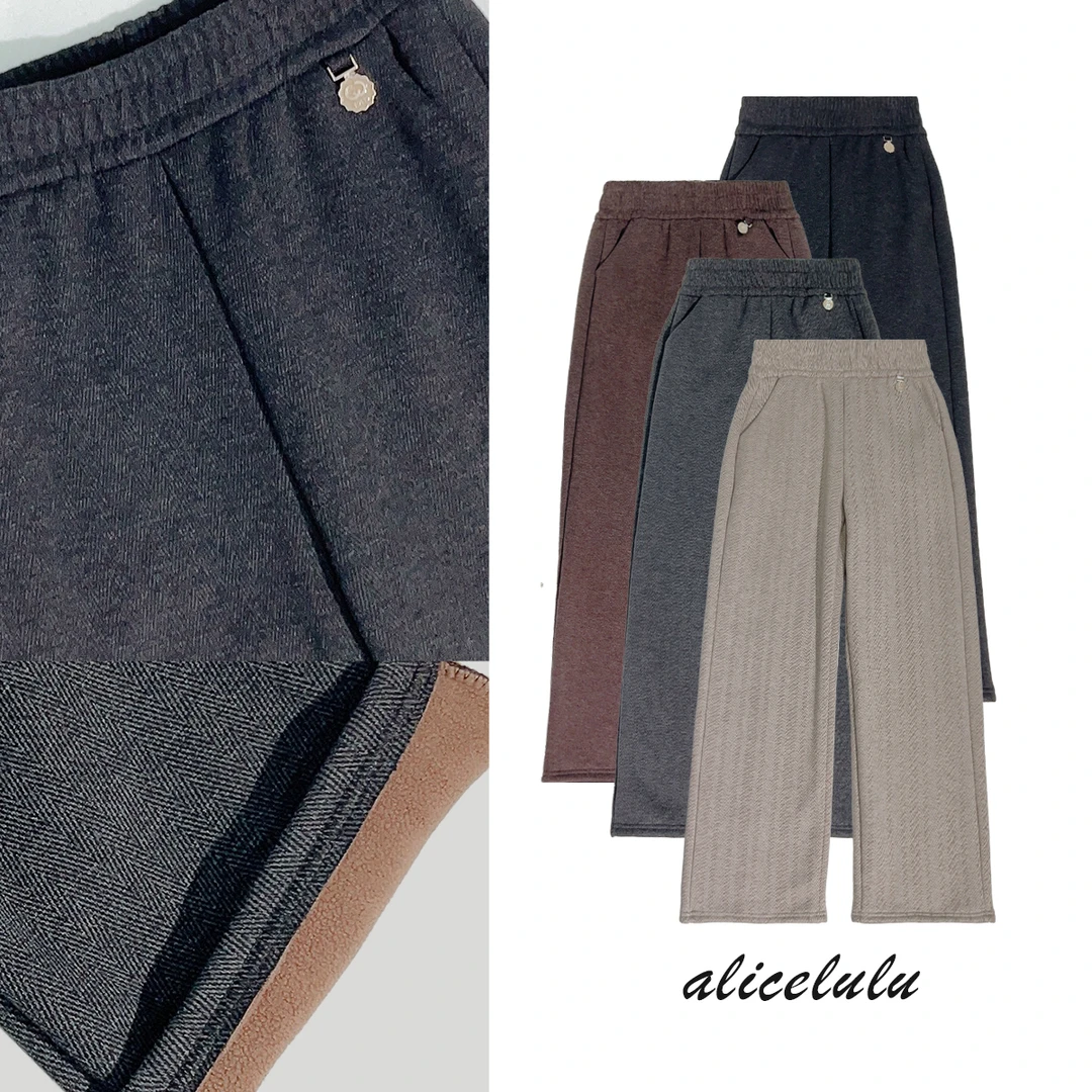 5 ALICE “糯米裤”休闲裤 人字纹 弹力松紧 S622072T