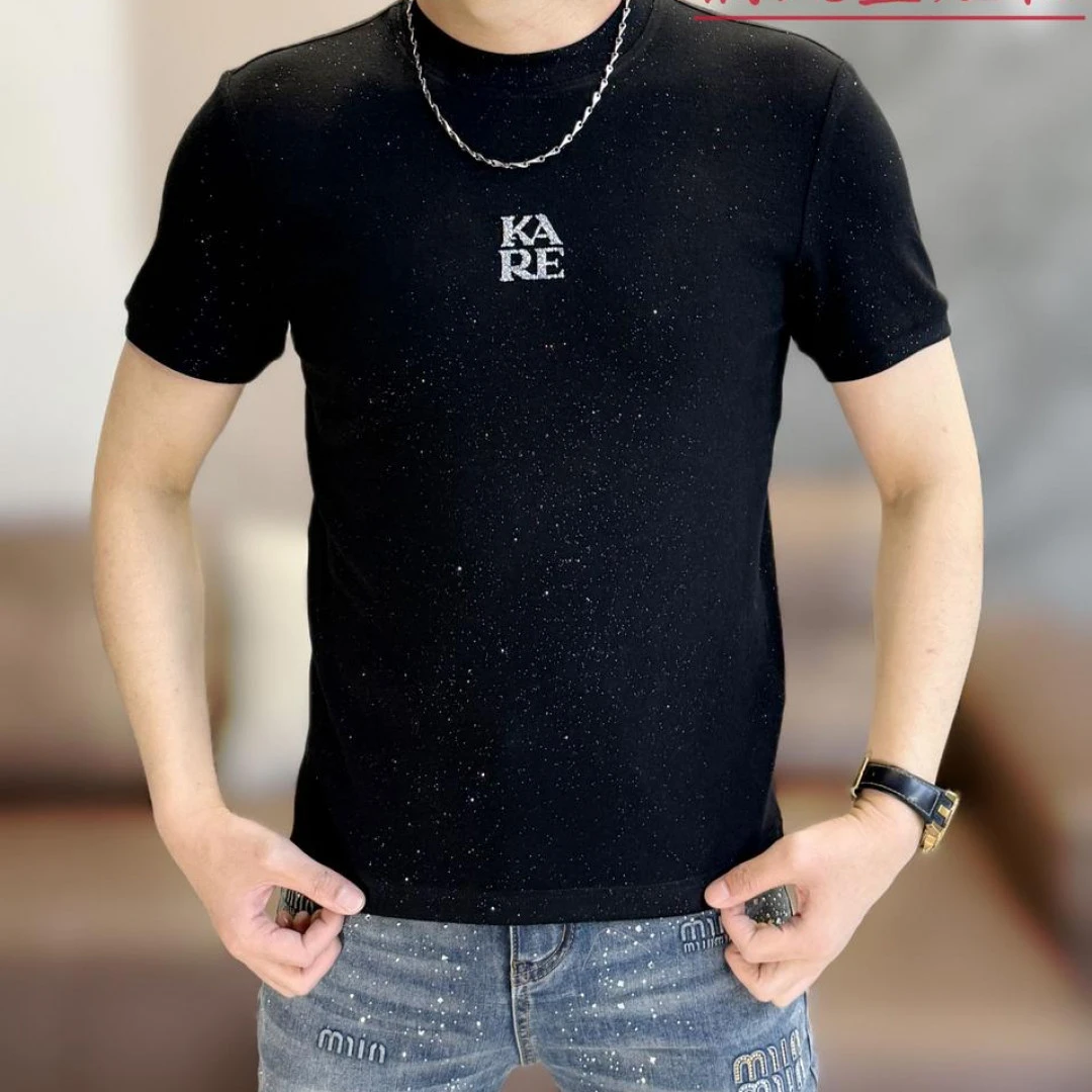 2025夏季新款修身男士高品质潮流休闲百搭弹力百搭圆领短袖T恤