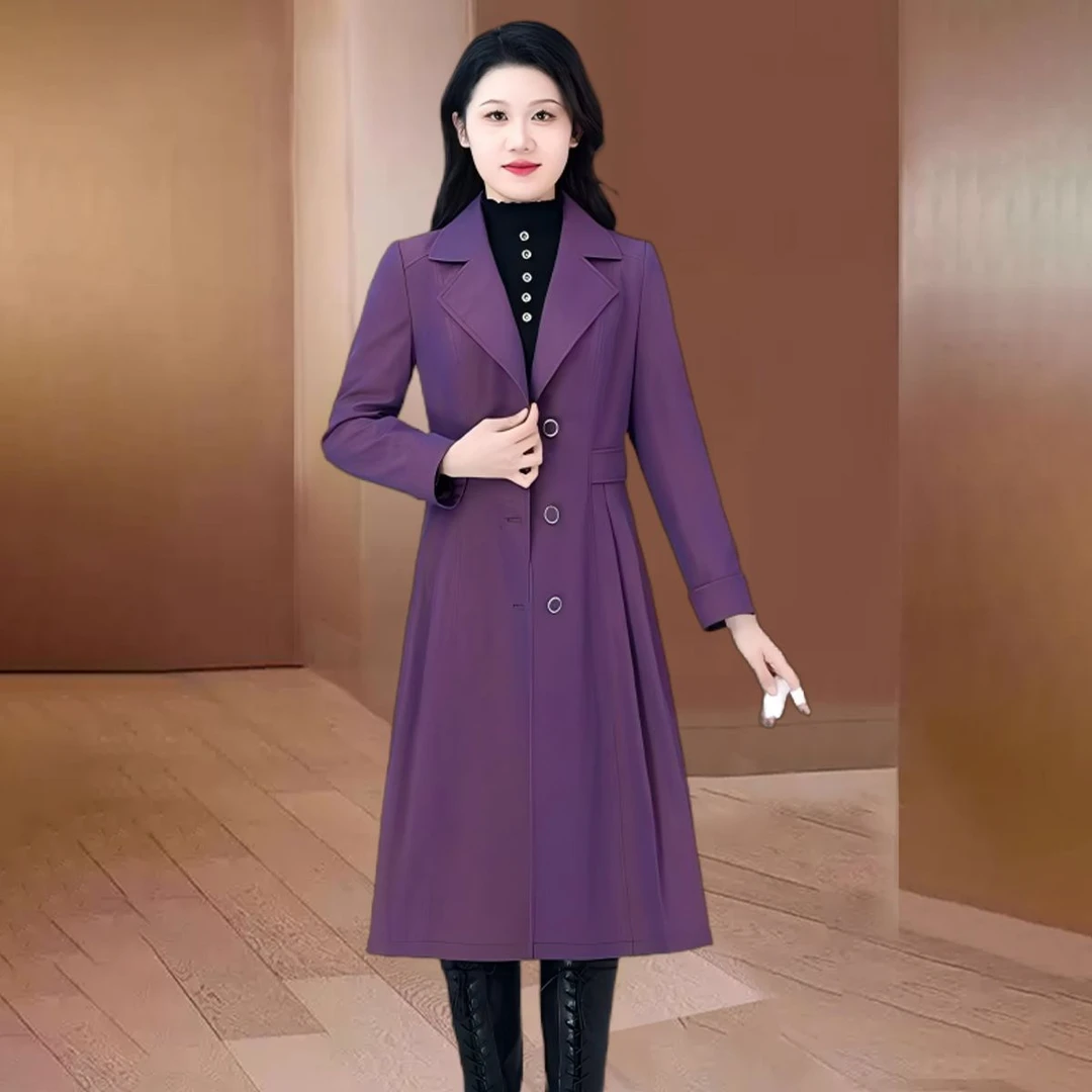 【拉夏】品牌杭州意法中长款风衣外套女士2025春秋新款今年高端大衣