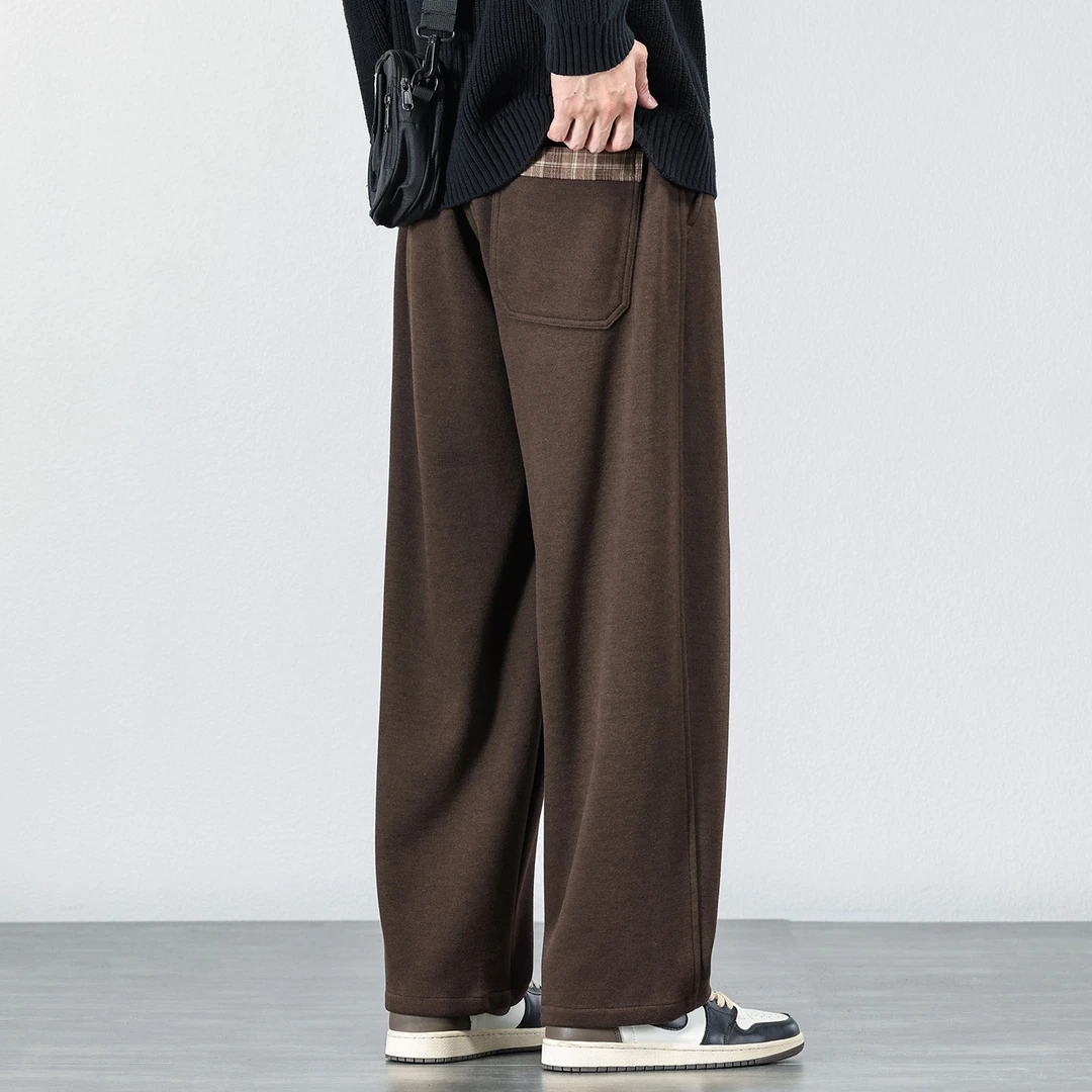 复古绵羊毛裤子男士2025冬季重磅加厚保暖长裤宽松直筒垂感休闲裤
