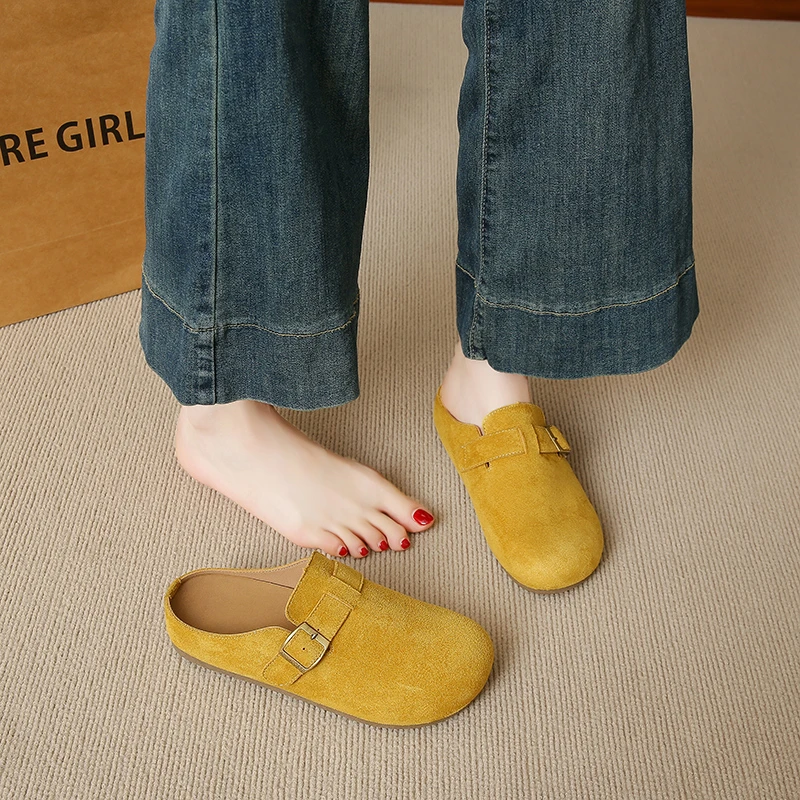 厚底超火夏季增高一脚蹬勃肯鞋子包头半拖鞋女外穿2025勃肯半拖