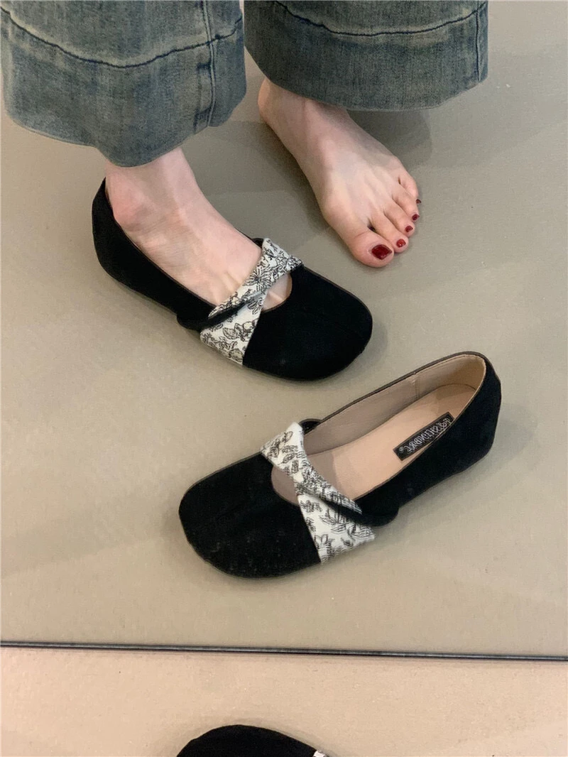 复古绒面玛丽珍鞋法式气质优雅圆头浅口内增高芭蕾单鞋830-9