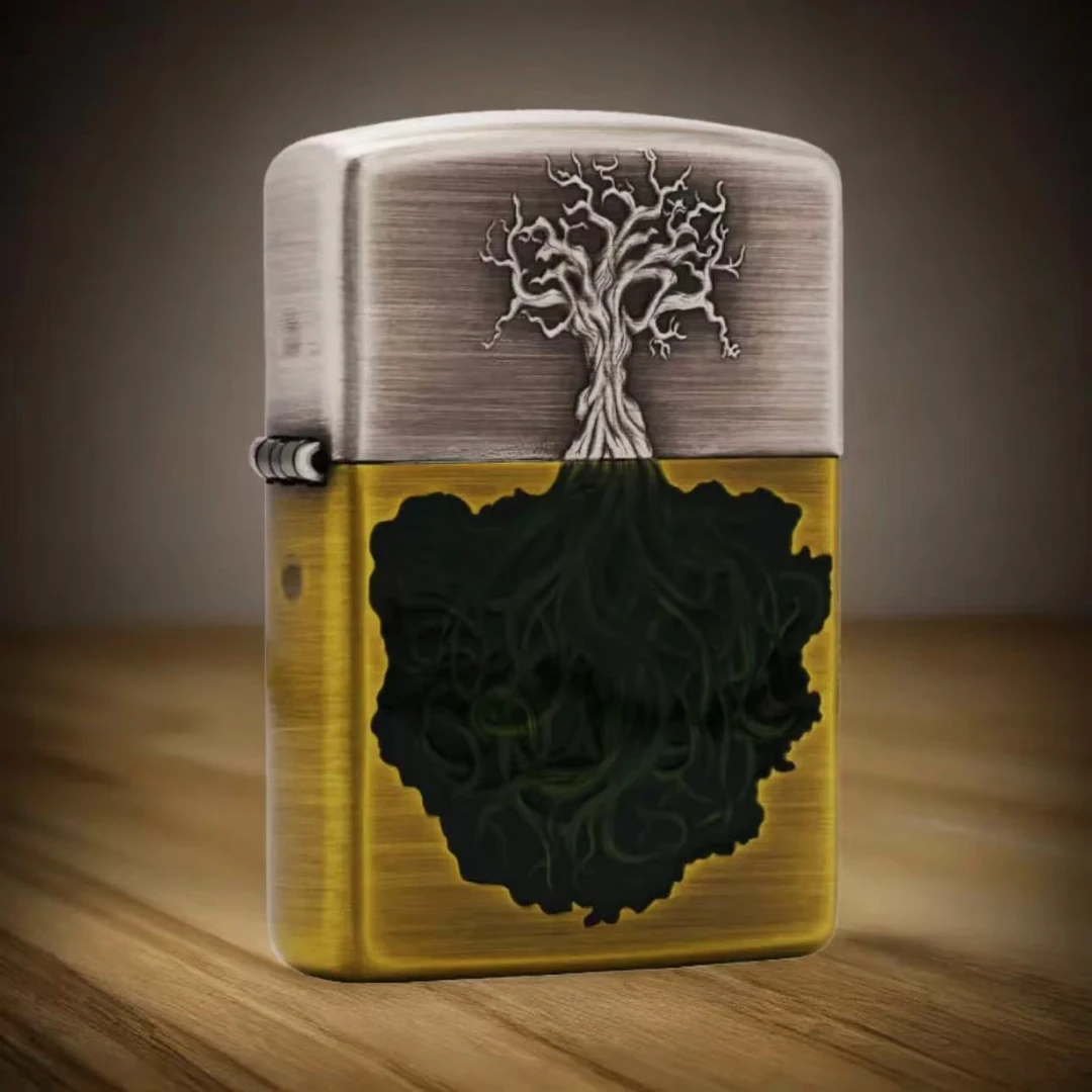 ZIPPO/之宝【千语生命之树】熏银拉丝 盔甲树脂防风打火机DY小宇