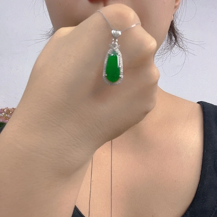 翡翠银S925镶嵌吊坠(不含链)