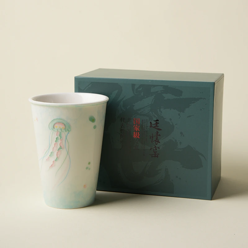 吾游茶器廷怀窑手绘可乐杯——水母