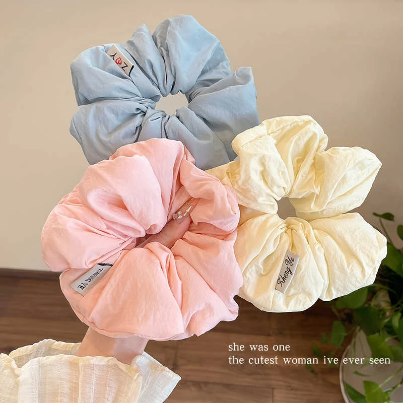 奶油色云朵海绵大肠发圈女超大速干泡芙头花气质扎低马尾头绳发绳