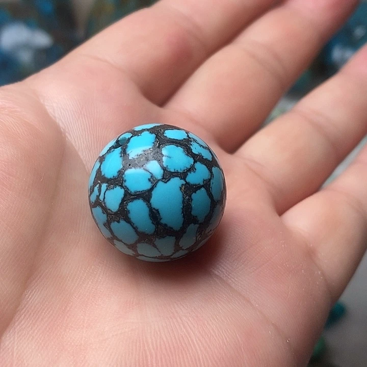 天然松石高瓷网花珠子