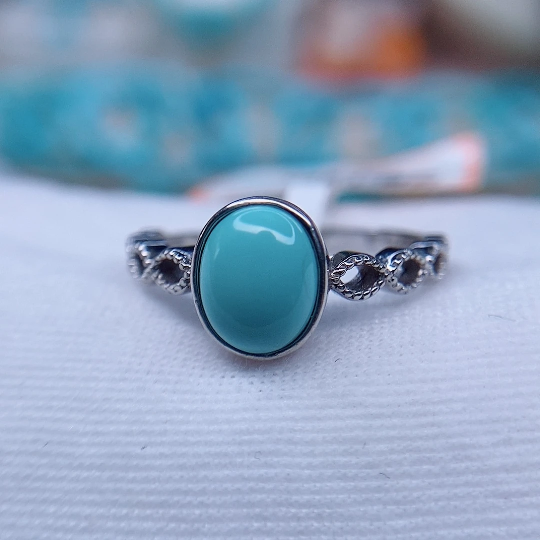 绿松石戒指银S925镶嵌