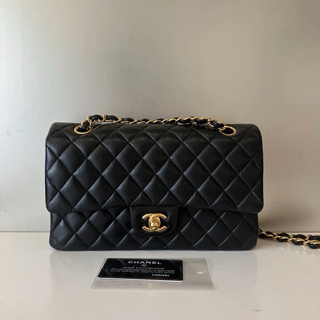 99新 Chanel/香奈儿  香奈儿 cf黑金羊皮中号 99新