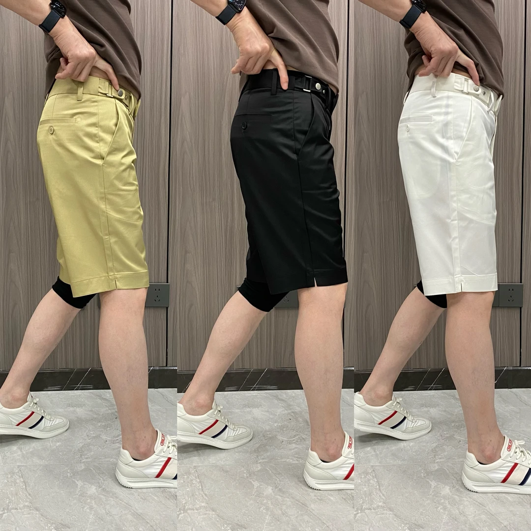 X66710夏季新款高品轻奢五分裤伸缩腰头裤脚开叉男士百搭五分短裤