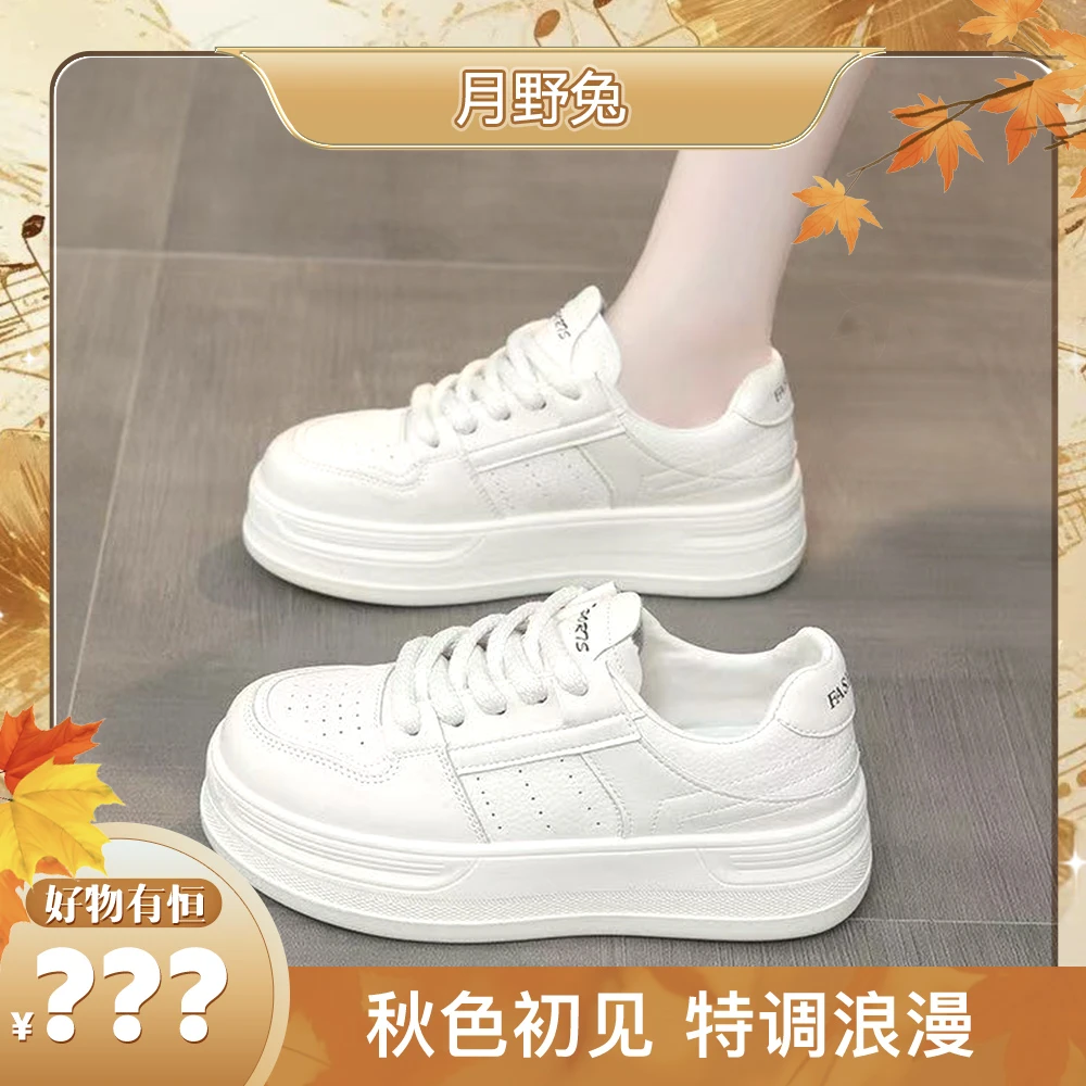 秋季新款韩版通勤小白鞋四季款圆头系带百搭新款小白鞋