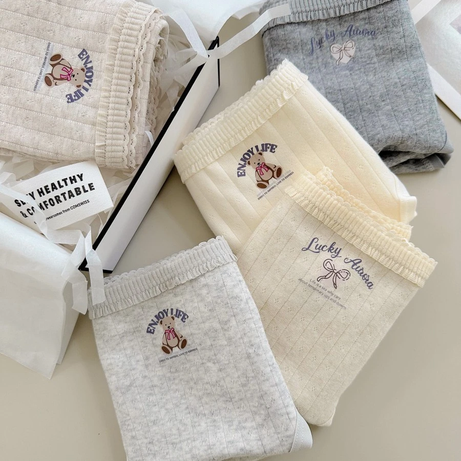 软软糯糯小熊蝴蝶结A类婴儿棉加长底裆10A抑菌女内裤韩系少女