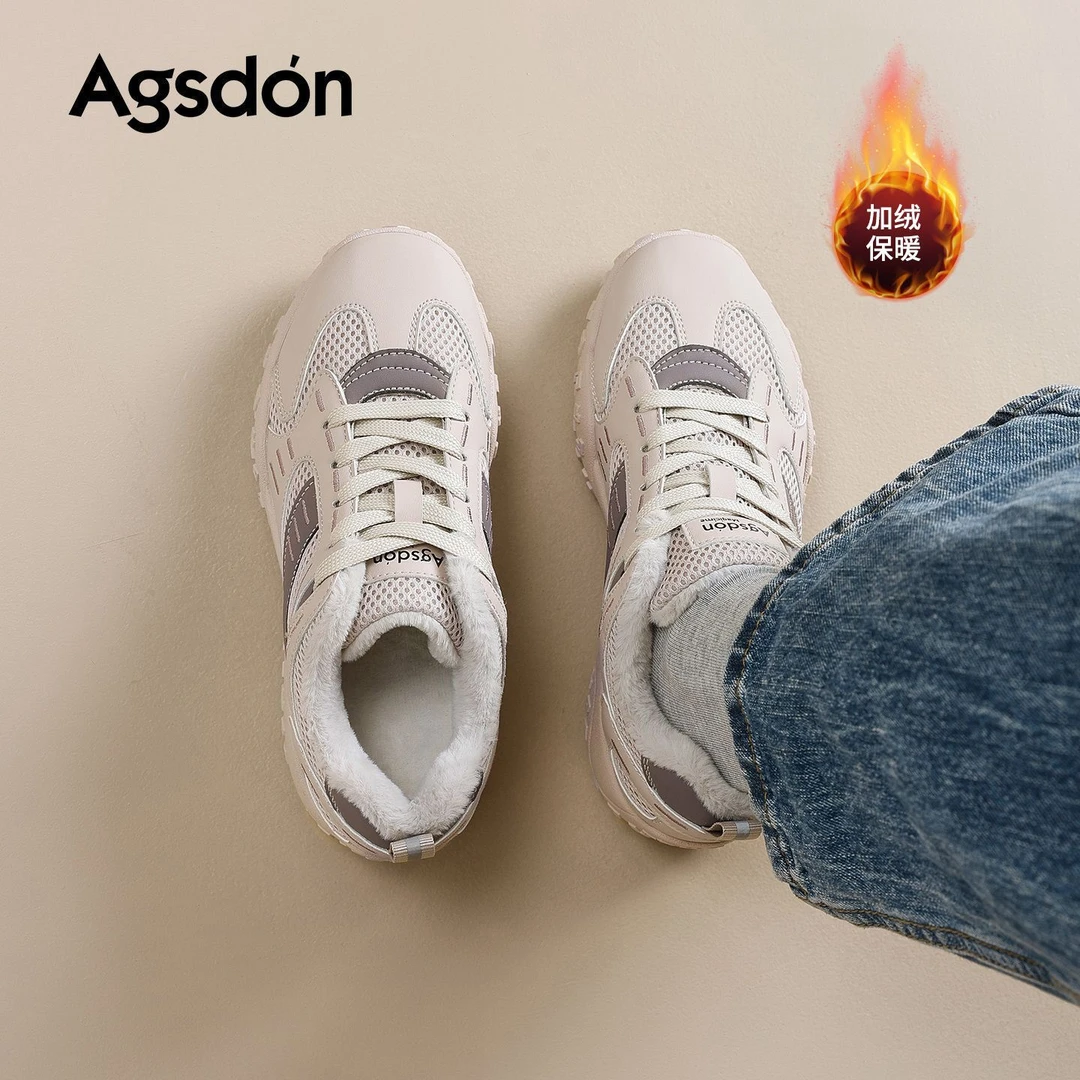 r151002加绒德训鞋女2025新款爆冬季女鞋加厚增高户外厚底运动鞋