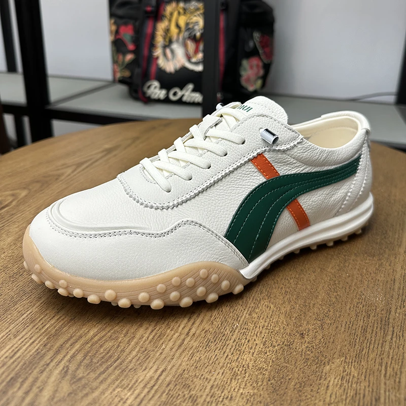 2025春夏真皮休闲男鞋轻便软弹时尚休闲阿甘鞋百搭透气潮流男鞋子