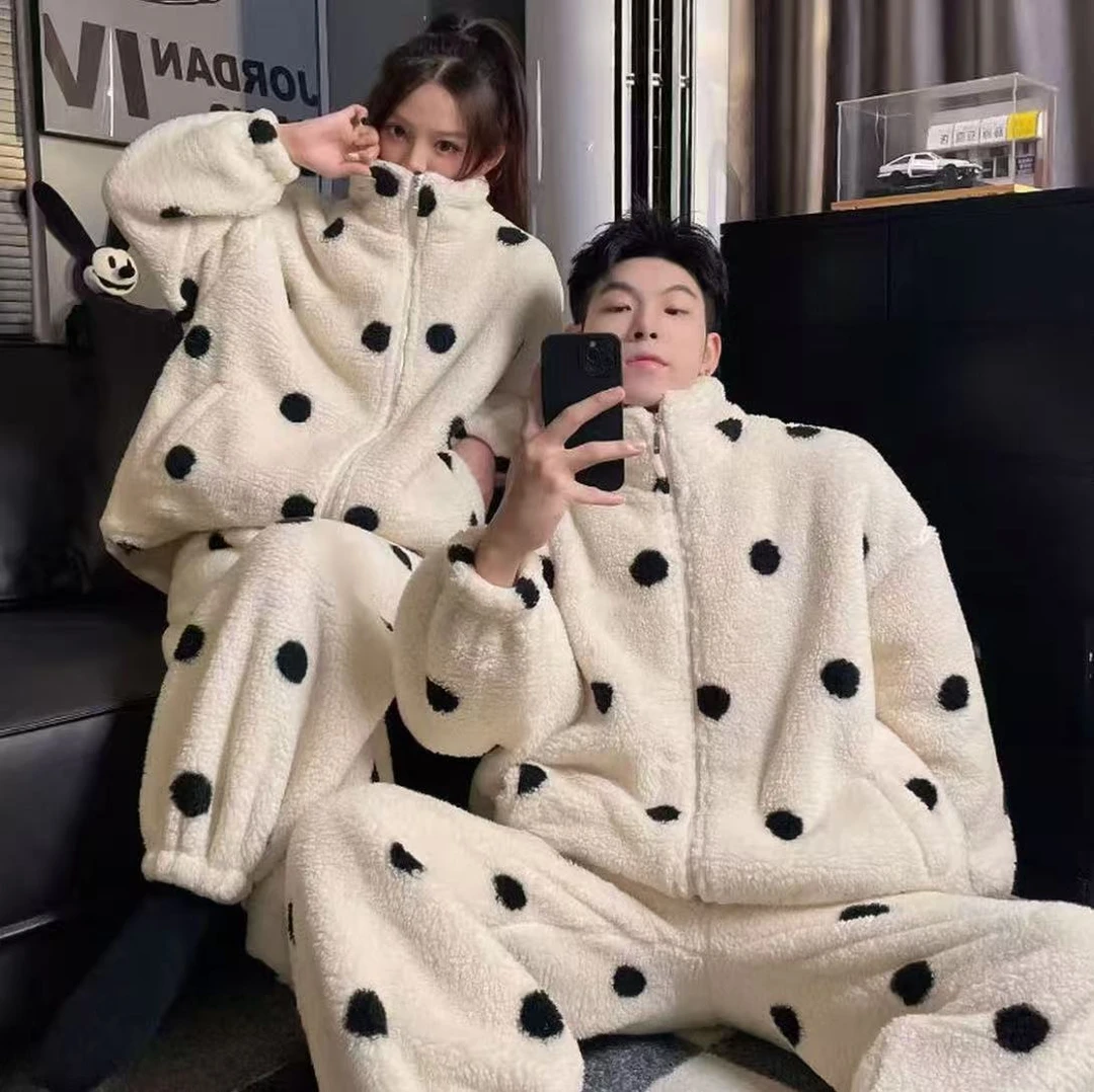 【正版清货款】冬季家居服套装情侣睡衣秋冬季休闲保暖韩版宽松加绒