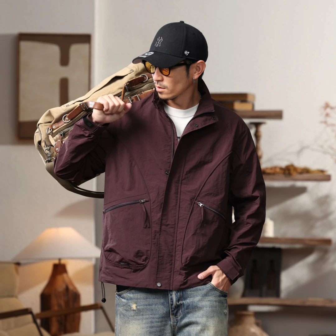 9212户外山系冲锋衣男士春秋宽松休闲工装风防晒外套青年聚酯纤维