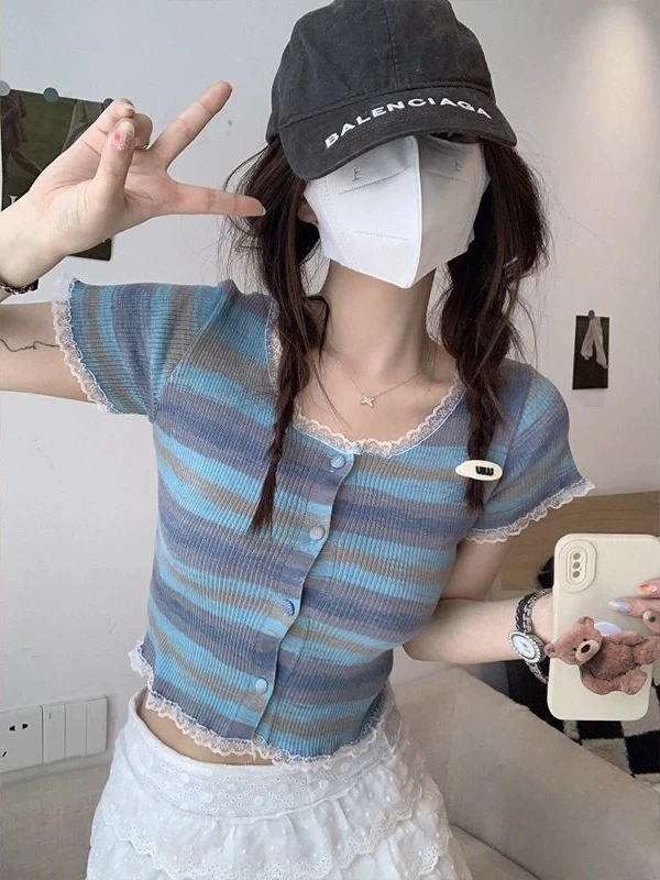 春季新款纯欲辣妹短款显瘦高级感上衣时尚百搭日常甜美辣妹