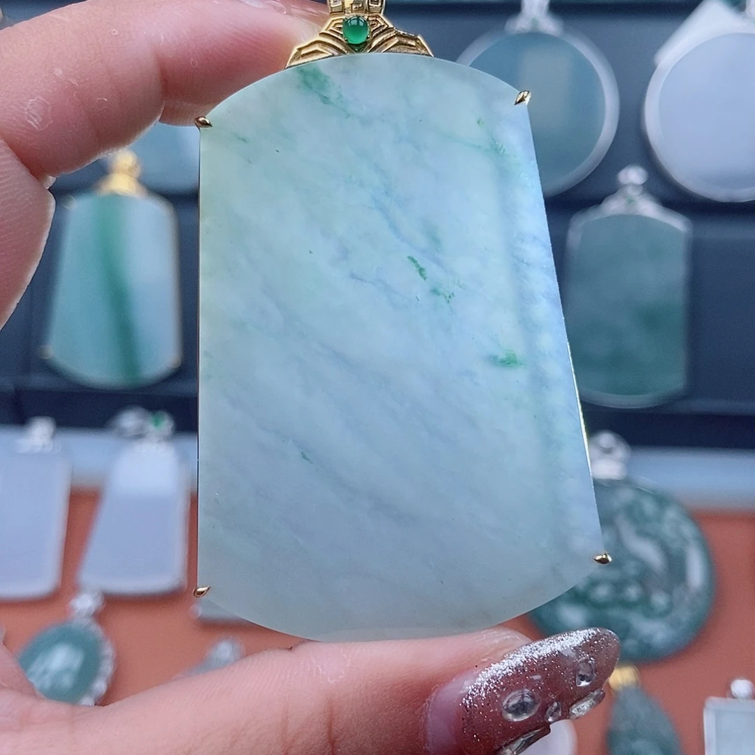 翡翠18K金镶嵌吊坠(不含链)