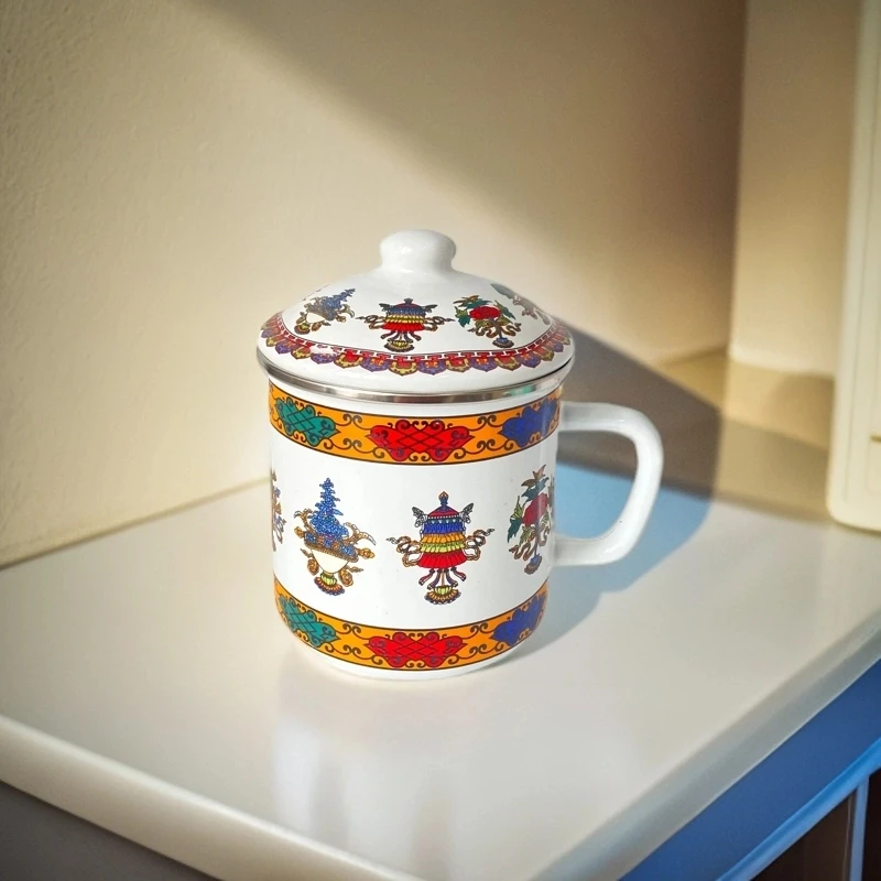 12厘米搪瓷珐琅快餐杯牛奶杯加厚家用泡面杯小汤锅