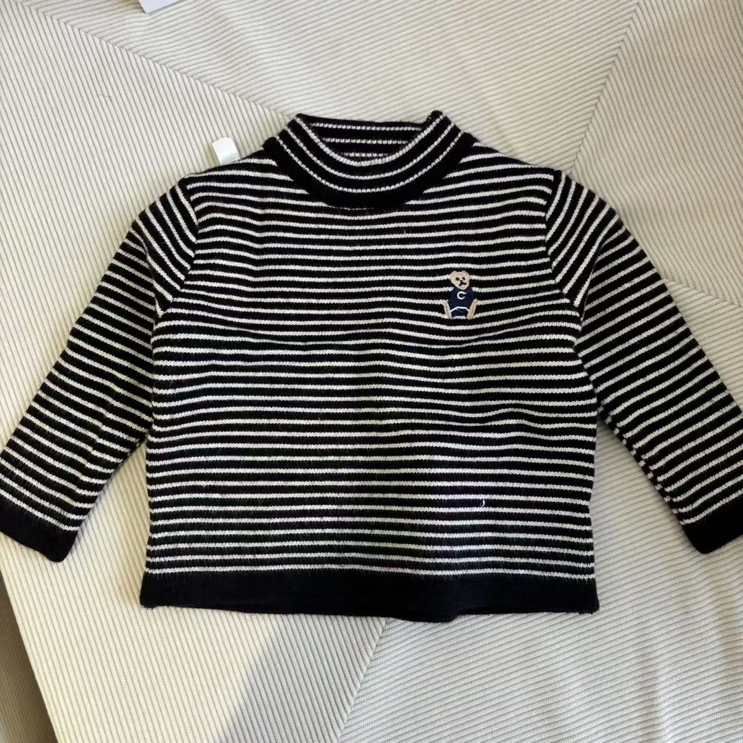 Q167-儿童冬季小熊卡通毛衣加绒加厚男童中小童保暖套头针织衫