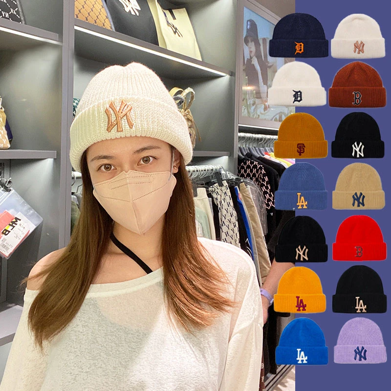 男女同款冷帽休闲保暖毛线帽2025秋冬新款百搭字母刺绣针织帽子潮