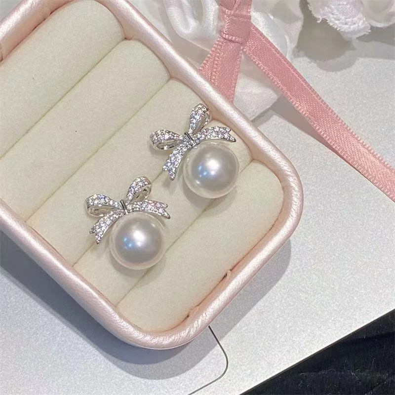 蝴蝶结耳钉甜美气质无耳洞耳夹2025新款高级感简约日常百搭耳饰