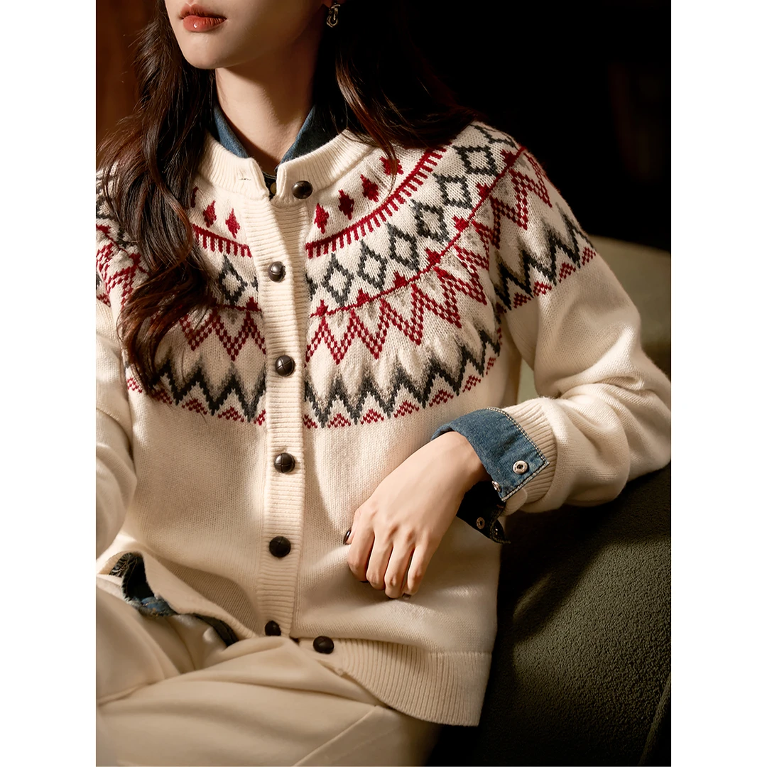 圣诞限定笑涵自制软糯羊毛羊绒针织毛衣女ZWG766010VG