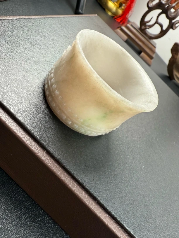 天然翡翠 A货 竹节造型 杯子