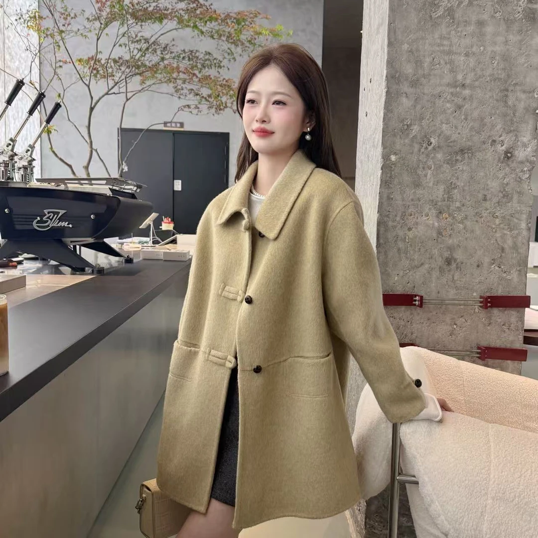 2025秋冬新款韩版洋气百搭小个子定制简约时尚款双面大衣31415