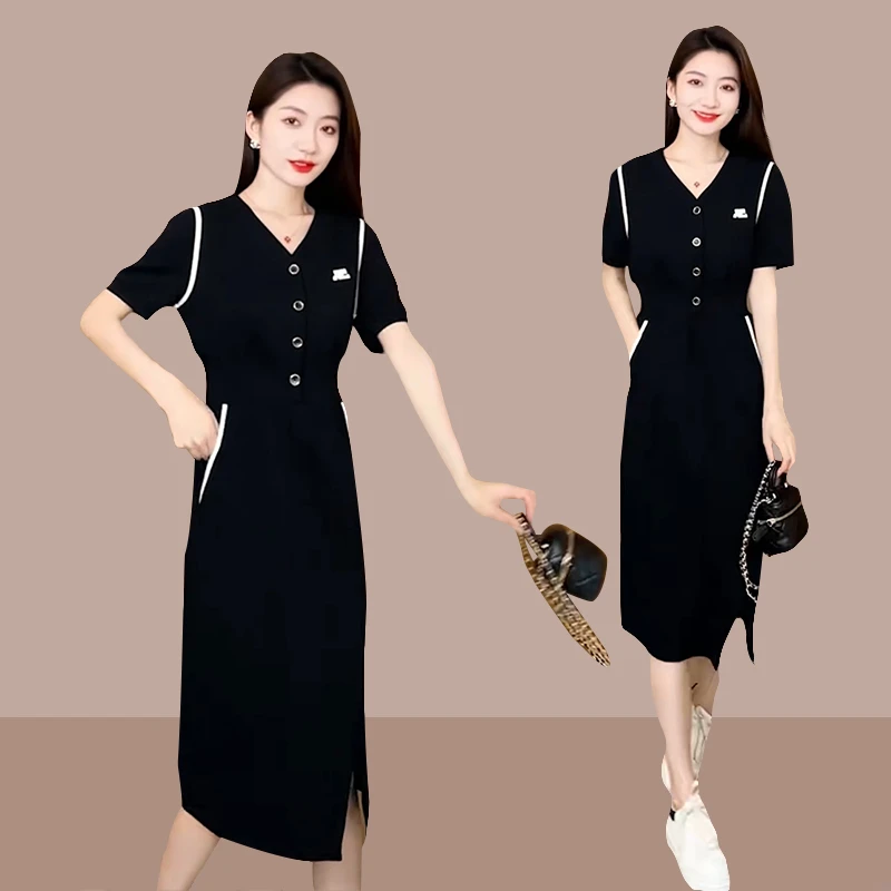 2025夏季新款赫本风小众别致独特连衣裙收腰气质名媛高级感a字裙