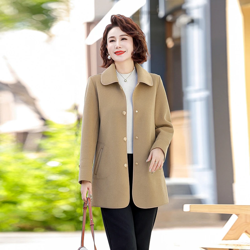 中老年女春装洋气高贵毛呢上衣2025新款中年妈妈春秋时尚外套夹克