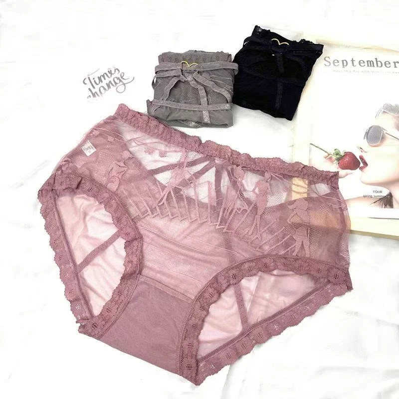 003(一盒3条)145斤--240斤大码女士内裤高腰性感时尚舒适蕾丝
