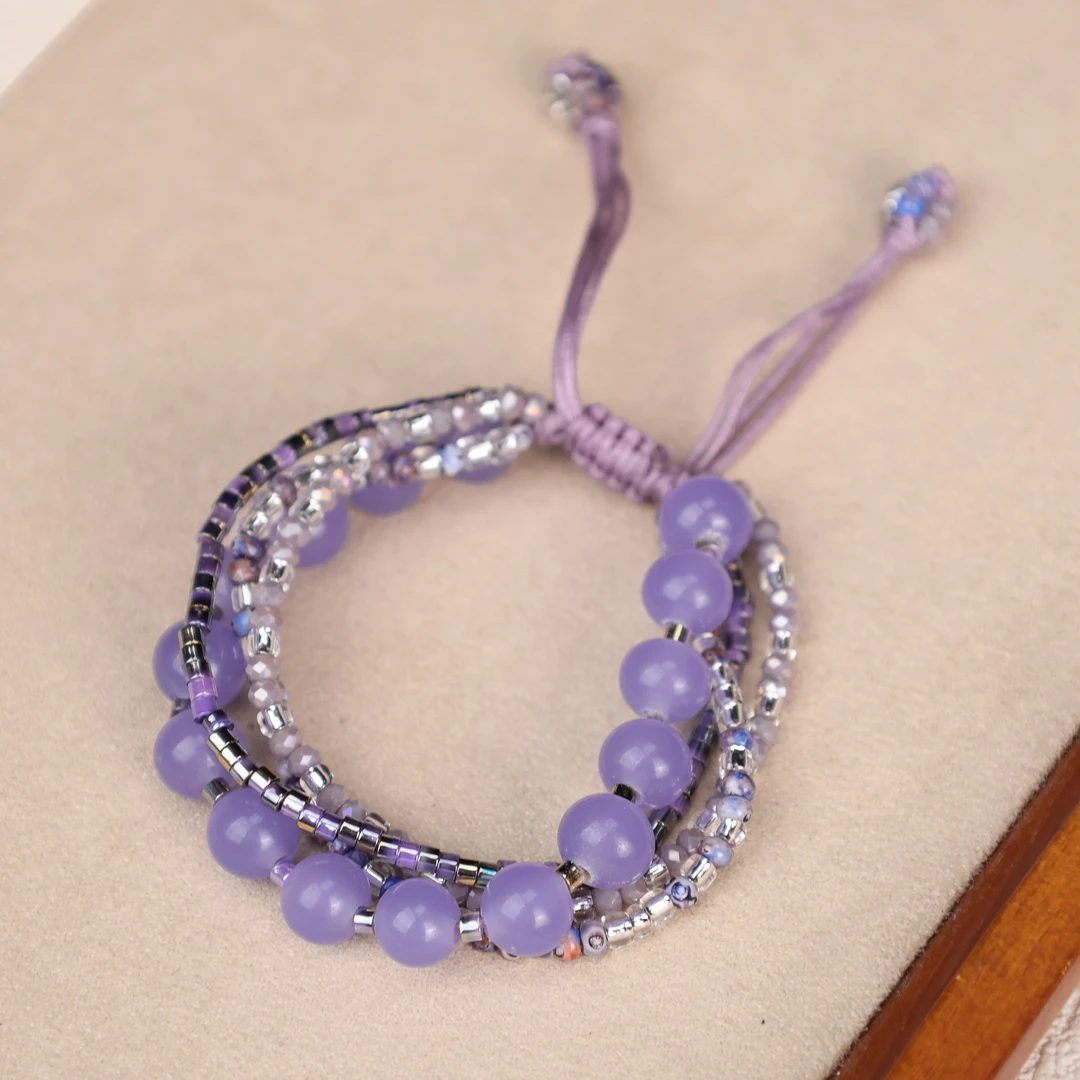合金手链 琉璃手链 LZ4568四层紫料海月琉心紫色满串琉璃手绳