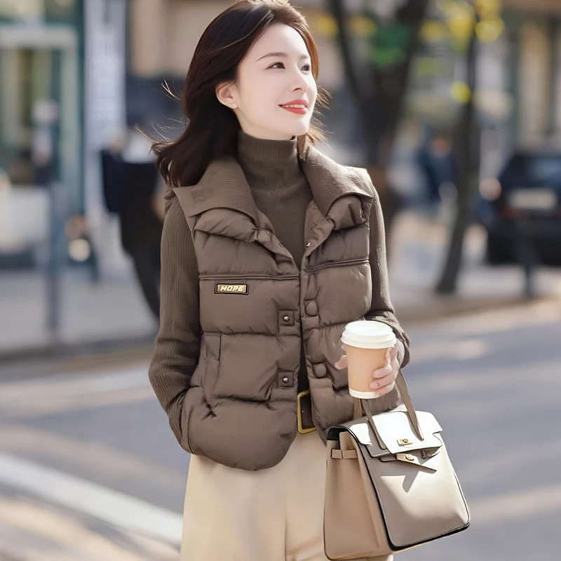 2025秋冬新款欧货高端时尚棉服马甲女外穿宽松小背心棉服短外套