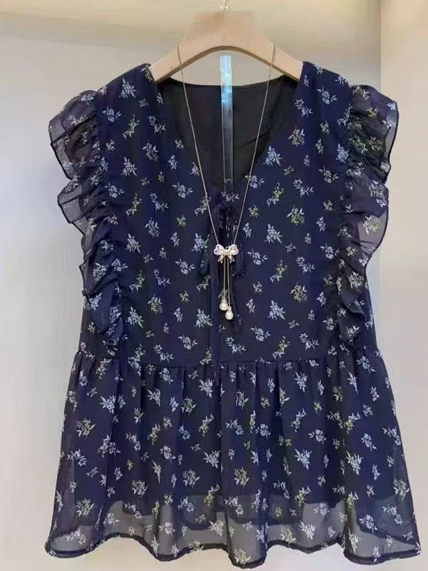 6116-冰感显瘦木耳袖大码百搭