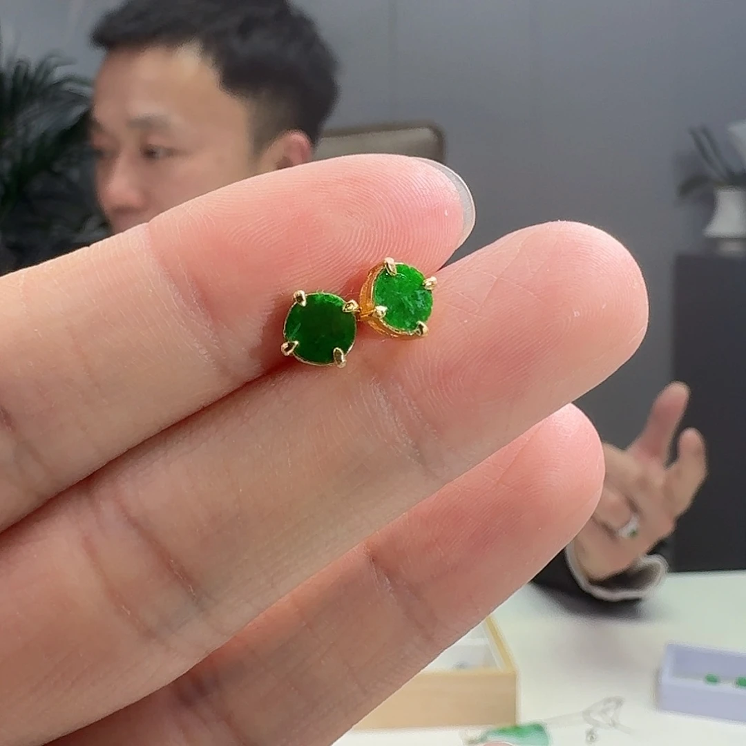 翡翠耳饰银S925镶嵌天然