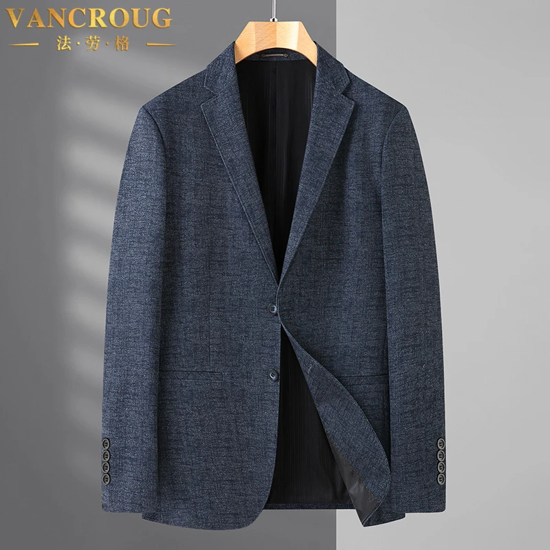VANCROUG/法劳格西服男士秋季大码加肥加大商务休闲免烫宽松外套