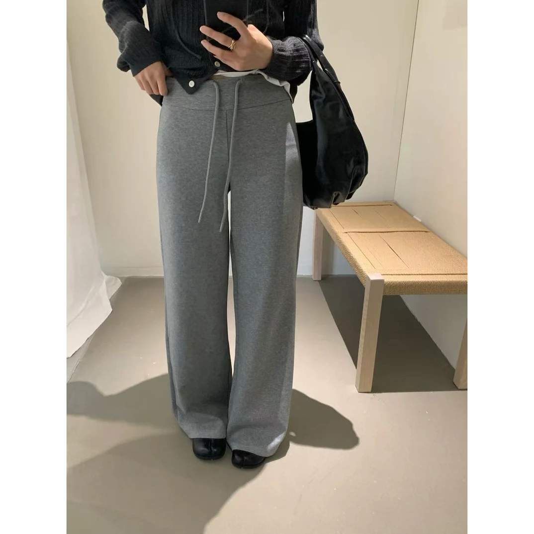 C/z6899 韩系百搭松紧腰宽松阔腿抽绳休闲裤 9-15