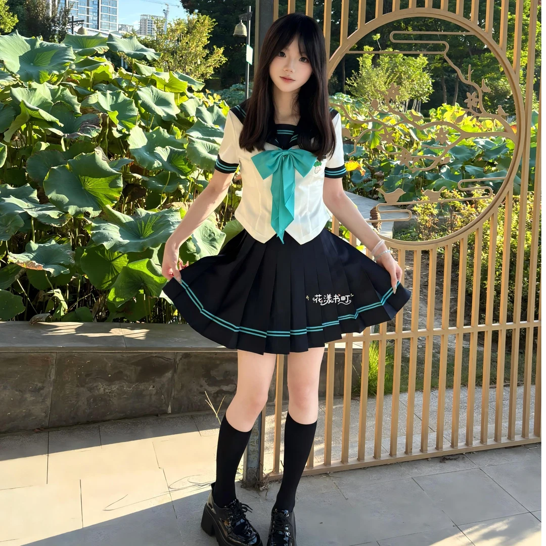 【听蛙吟】原创正版修身水手服jk制服TR面料短袖校供新款夏轻音少女