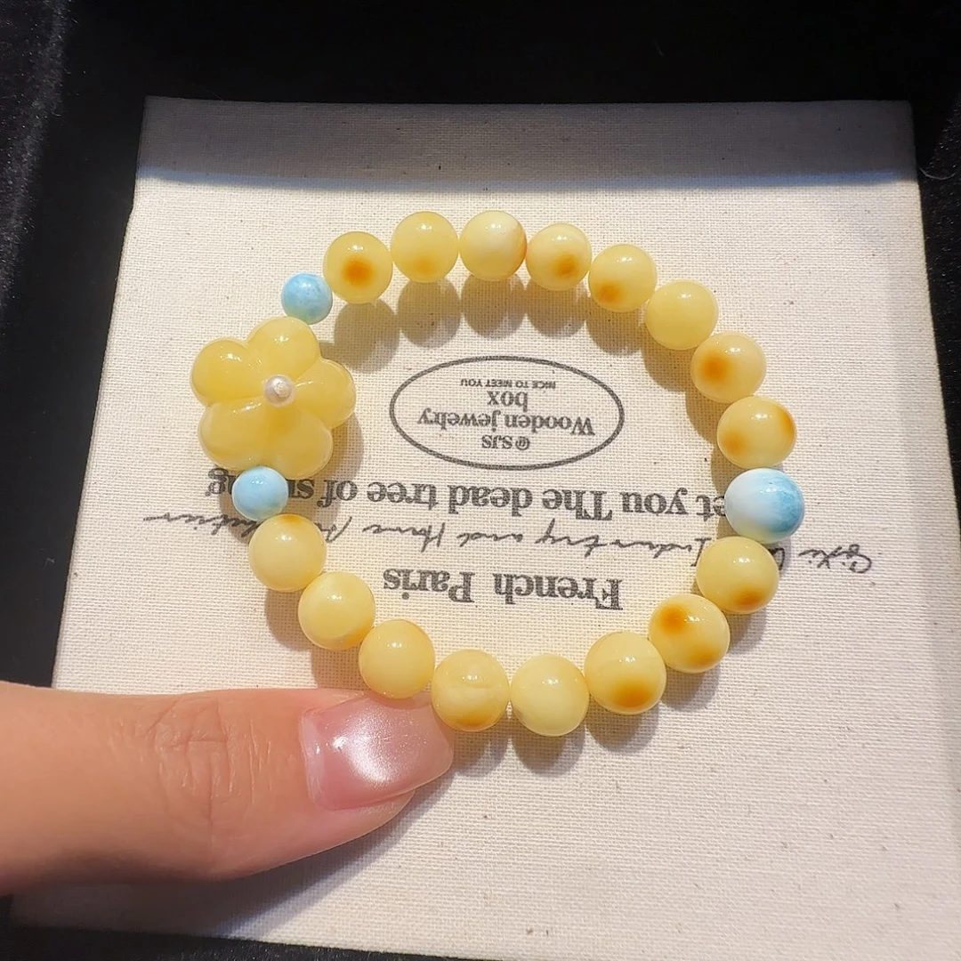 未镶嵌琥珀珠宝奇石花花手串