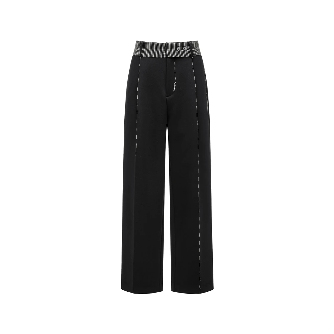 GB-GOODBRAND 25SS YM系列条纹拼接手缝线新贵风轻奢时尚直筒西裤